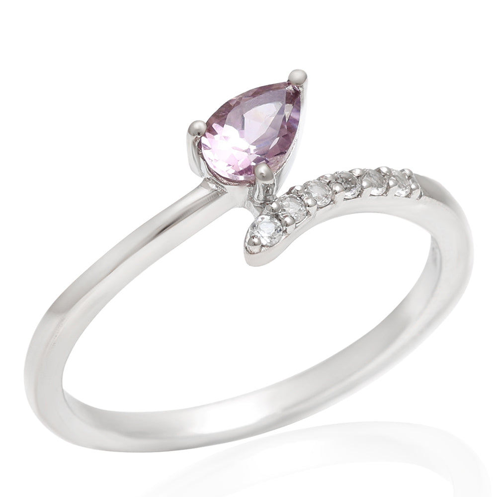 Anillo de Plata con Amatista de Brasil y Topacio Blanco