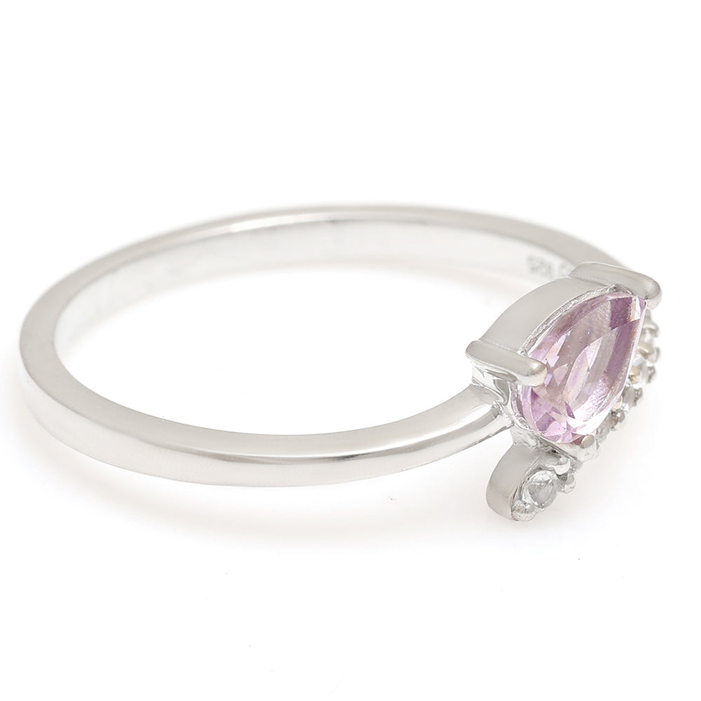 Anillo de Plata con Amatista de Brasil y Topacio Blanco 7 