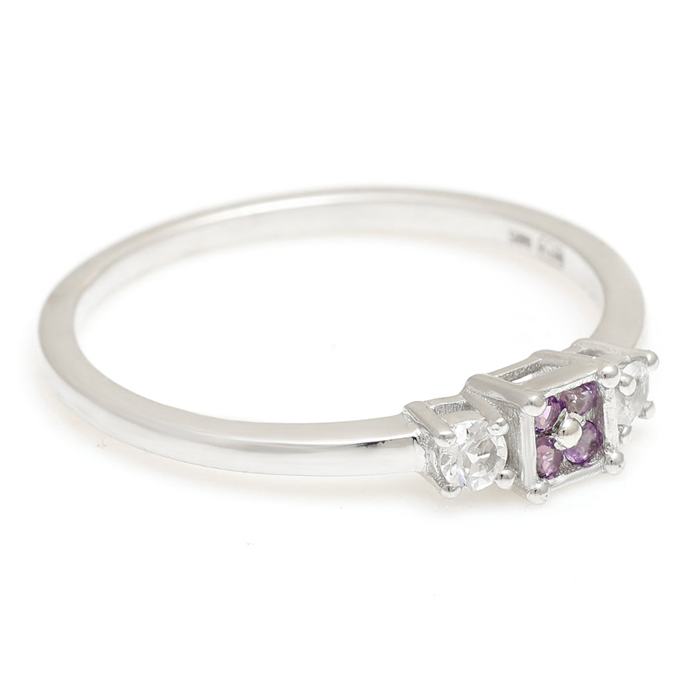 Anillo de Plata con Amatista de Brasil y Topacio Blanco