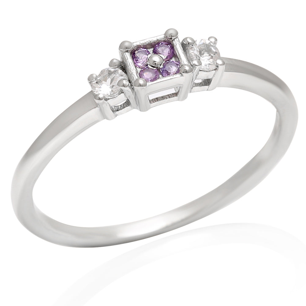 Anillo de Plata con Amatista de Brasil y Topacio Blanco 3 