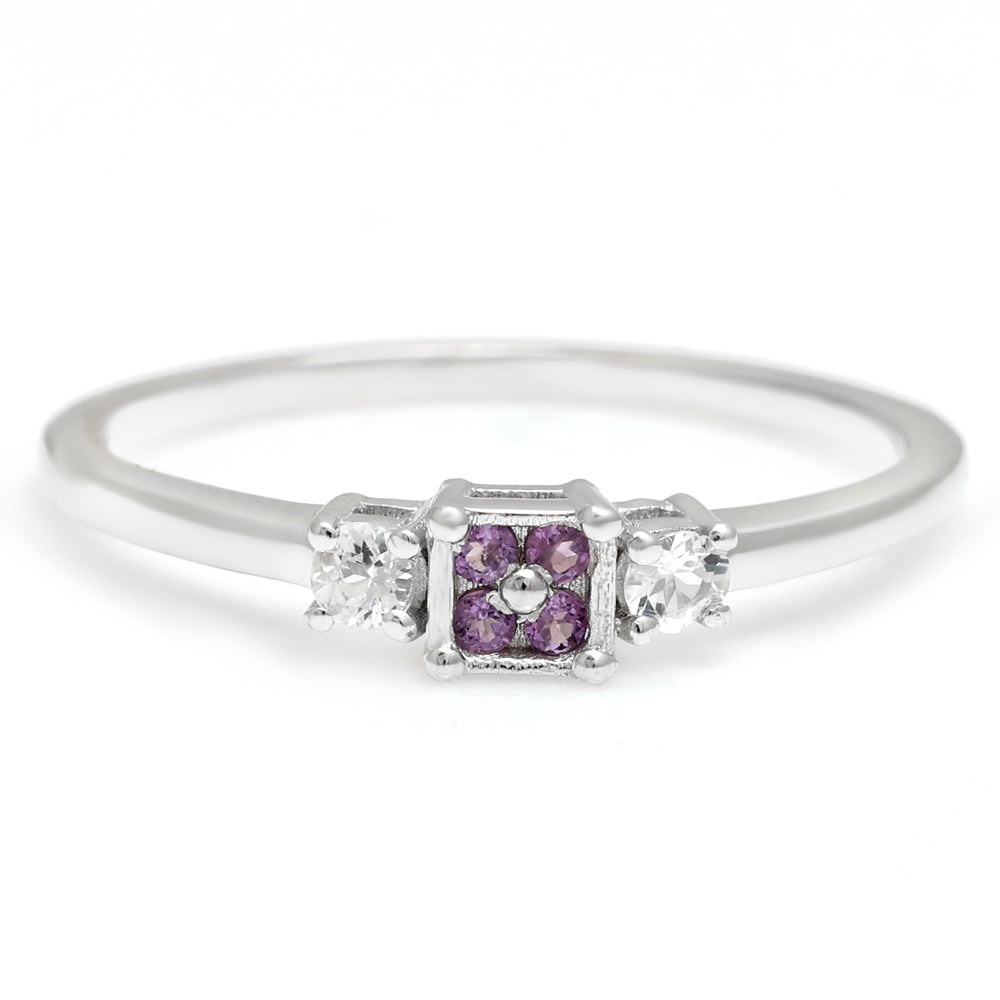 Anillo de Plata con Amatista de Brasil y Topacio Blanco 1 