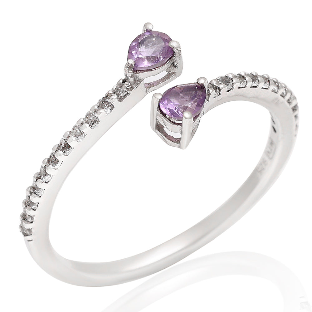 Anillo de Plata con Amatista de Brasil y Topacio Blanco 3 