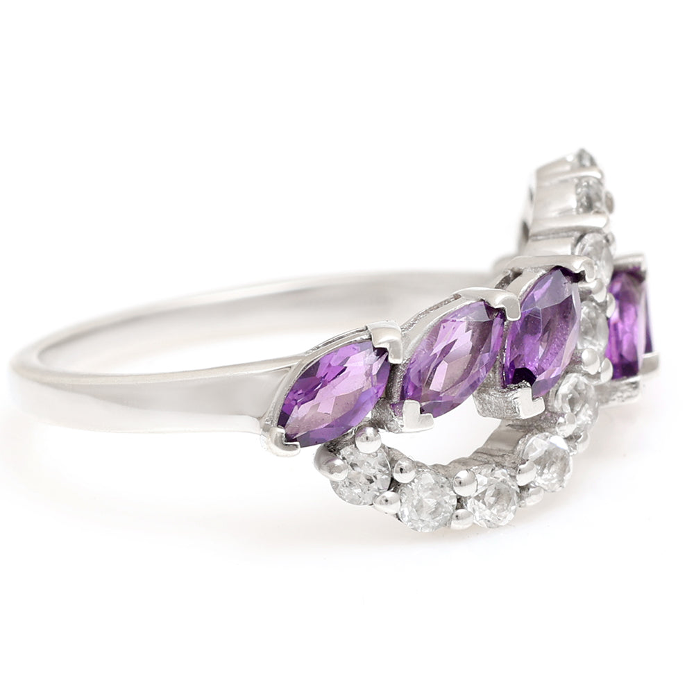Anillo de Plata con Amatista de Brasil y Topacio Blanco 4 