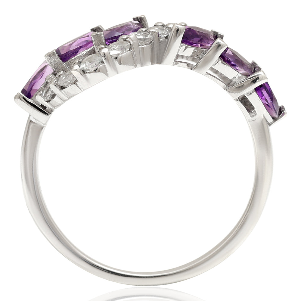 Anillo de Plata con Amatista de Brasil y Topacio Blanco