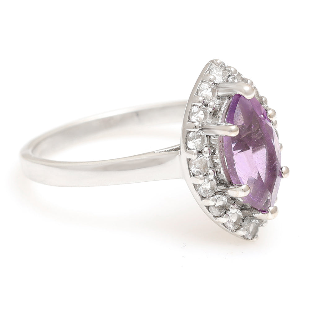 Anillo de Plata con Amatista de Brasil y Topacio Blanco 4 