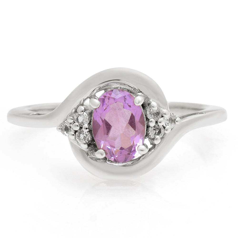 Anillo de Plata con Amatista de Brasil y Topacio Blanco