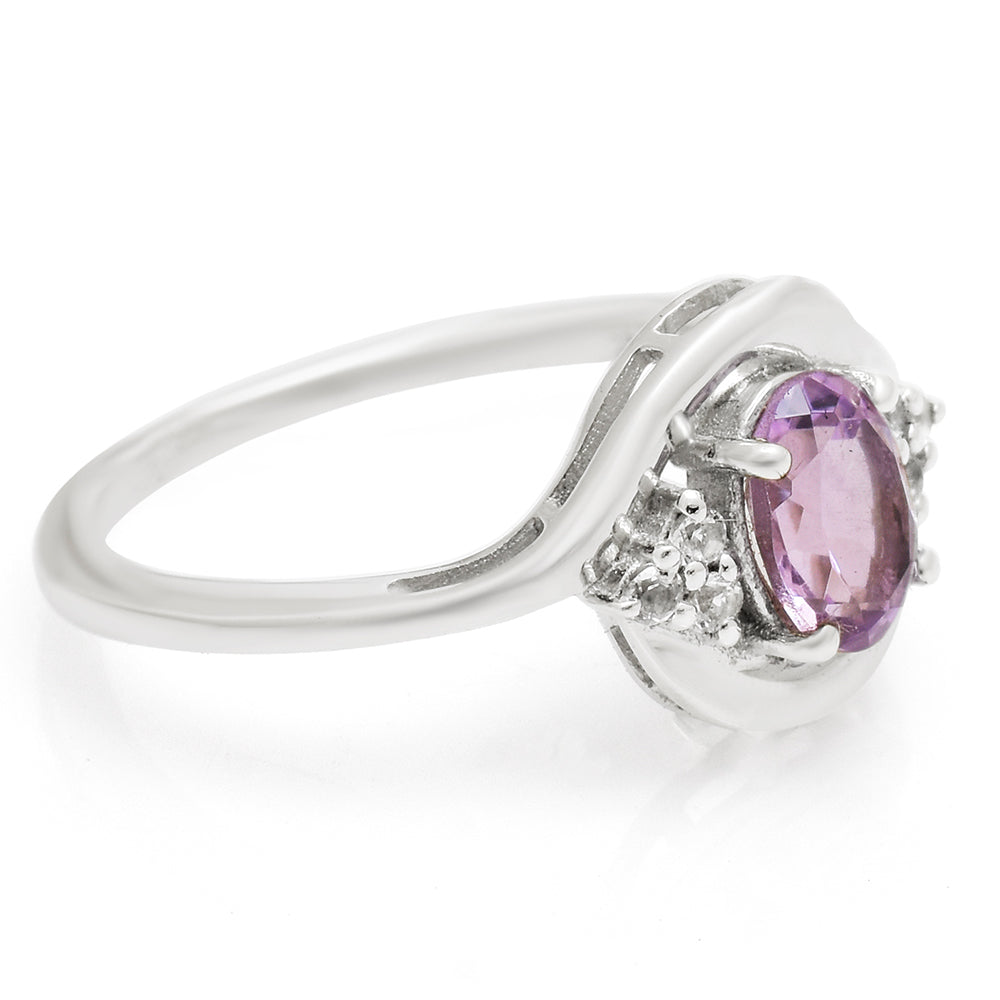Anillo de Plata con Amatista de Brasil y Topacio Blanco 3 