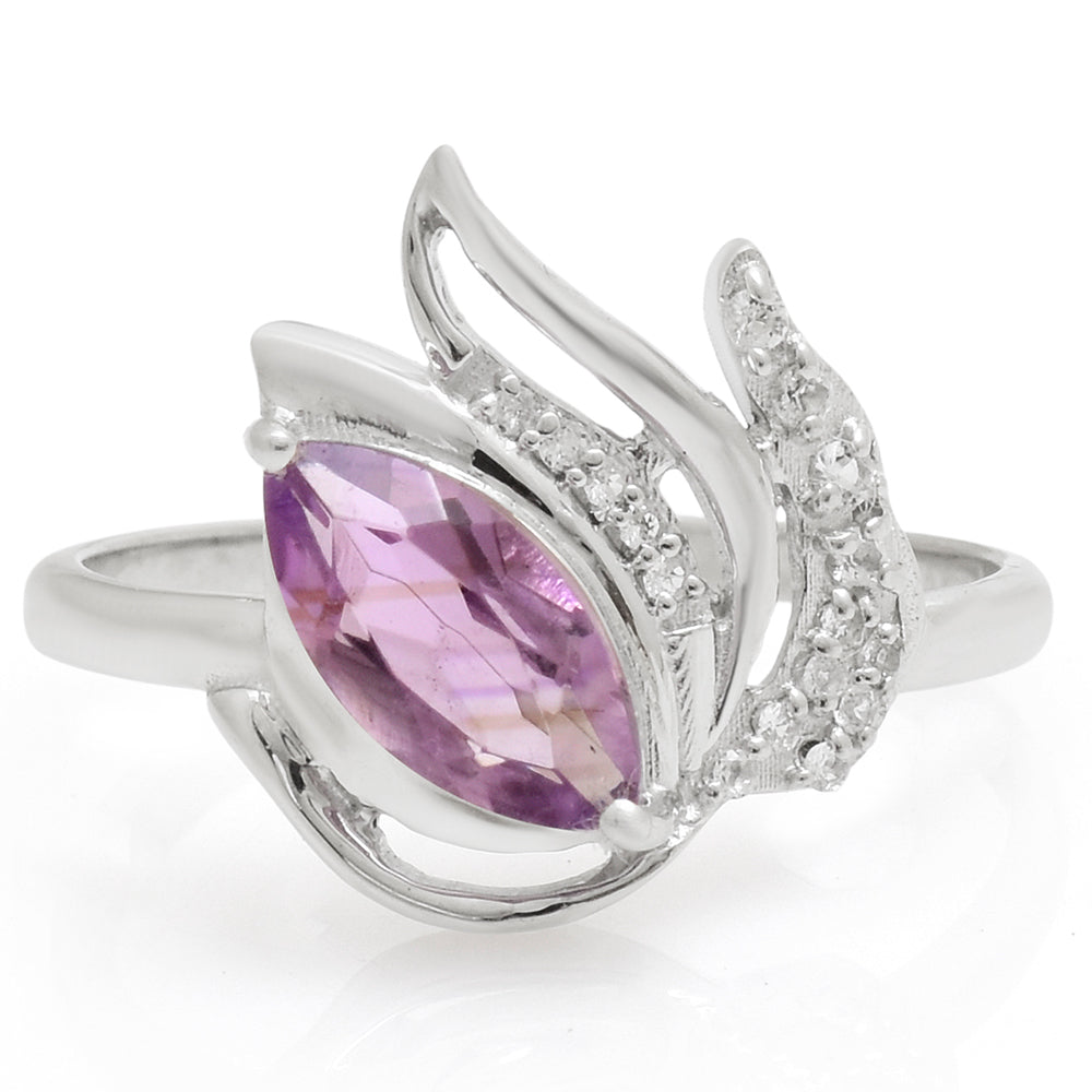 Anillo de Plata con Amatista de Brasil y Topacio Blanco 1 