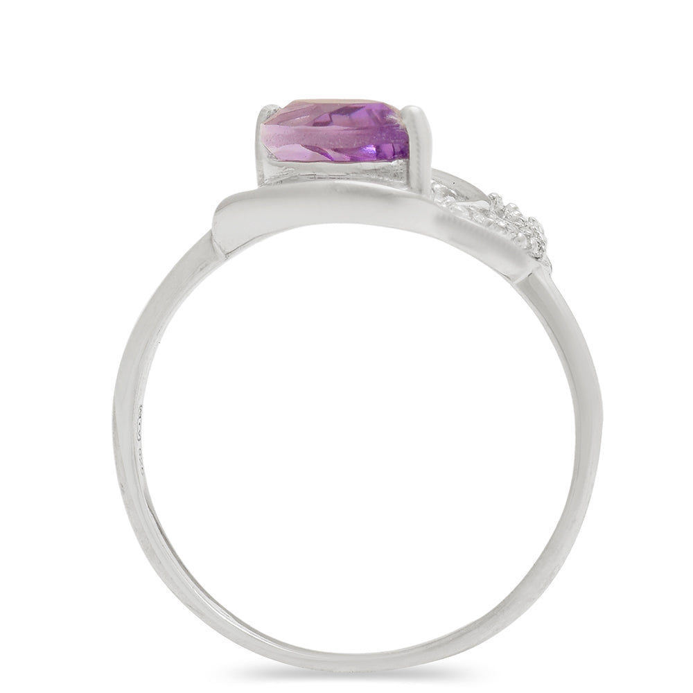 Anillo de Plata con Amatista de Brasil y Topacio Blanco 4 