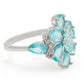 Anillo de Plata con Apatita azul de Madagascar y Topacio Blanco
