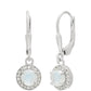 Pendientes de Plata con Piedra Lunar Arco Iris y Topacio Blanco