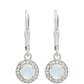 Pendientes de Plata con Piedra Lunar Arco Iris y Topacio Blanco