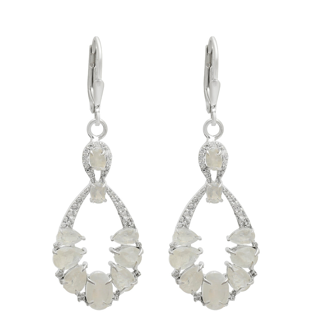 Pendientes de Plata con Piedra Lunar Arco Iris 2 
