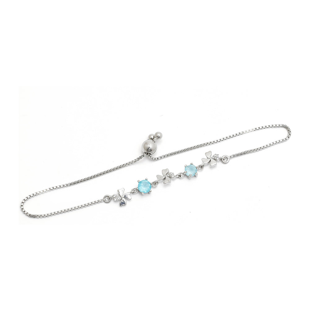 Pulsera de Plata con Apatita azul de Madagascar y Topacio Blanco 2 