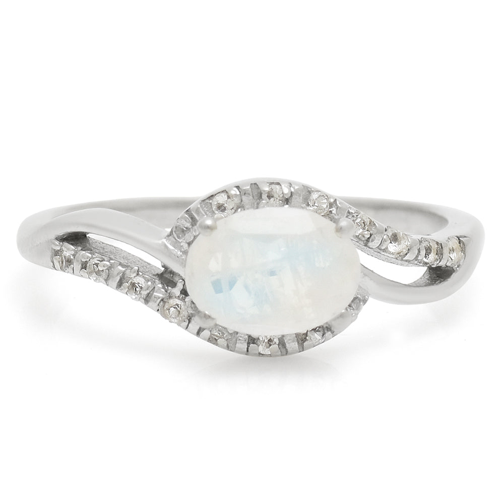 Anillo de Plata con Piedra Lunar Arco Iris