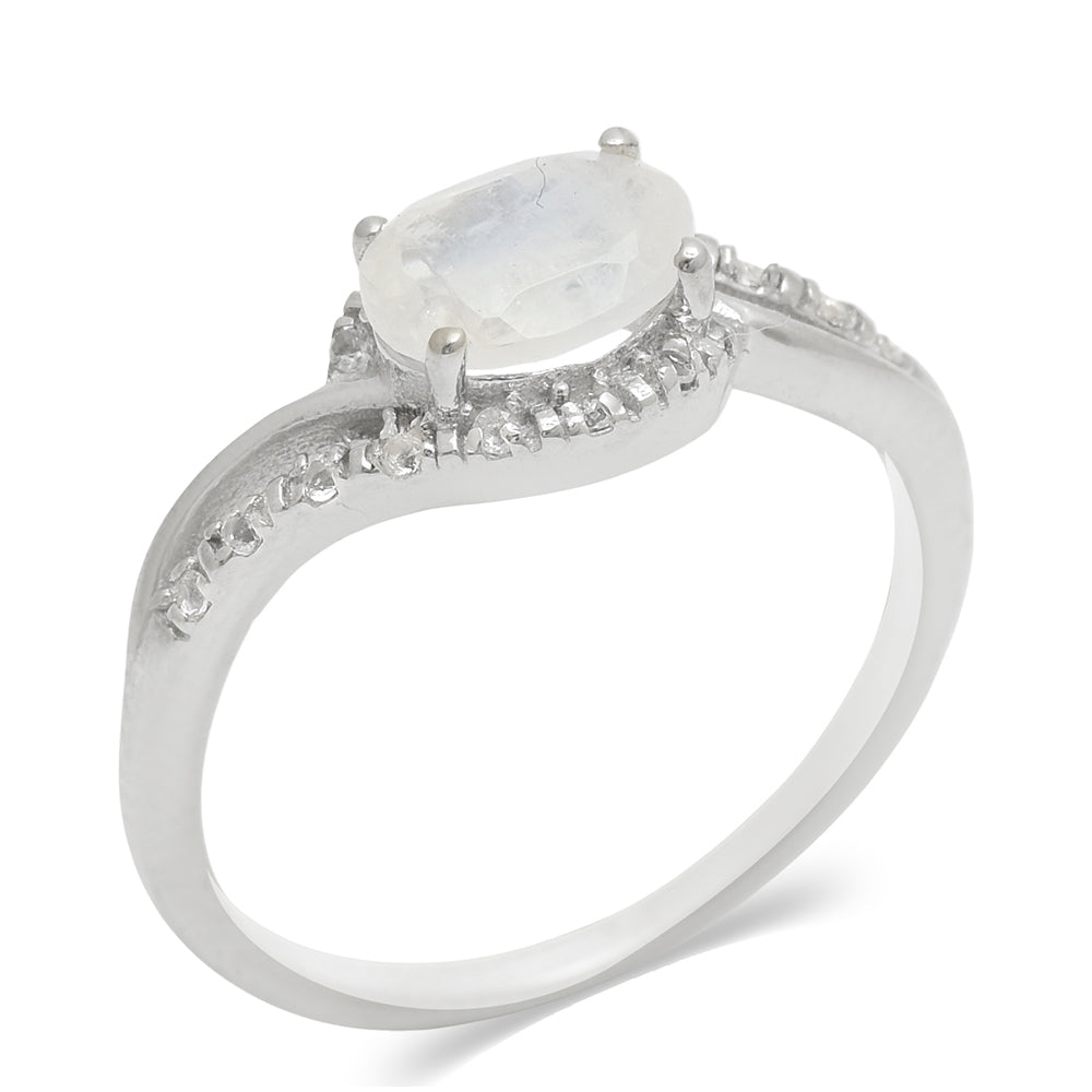 Anillo de Plata con Piedra Lunar Arco Iris 2 