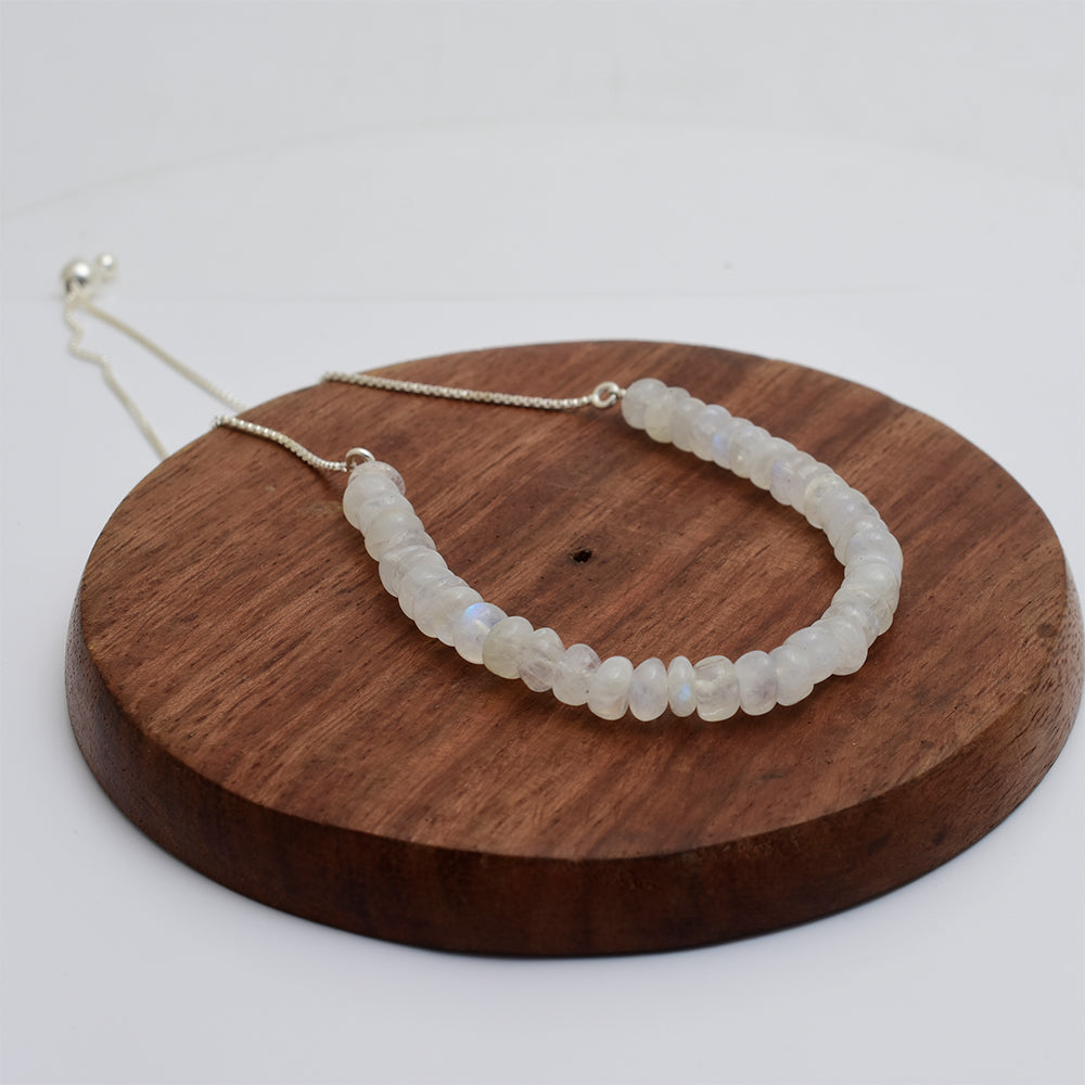 Pulsera de Plata con Piedra Lunar Arco Iris 3 