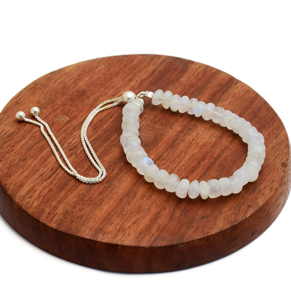 Pulsera de Plata con Piedra Lunar Arco Iris