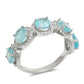 Anillo de Plata con Apatita azul de Madagascar y Topacio Blanco