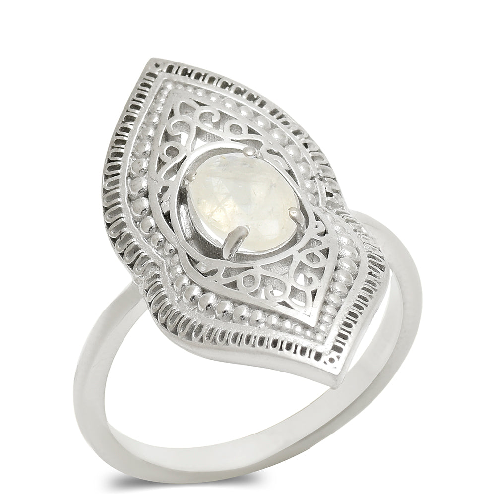 Anillo de Plata con Piedra Lunar Arco Iris 2 