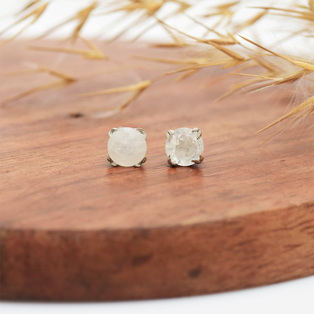 Pendientes de Plata con Piedra Lunar Arco Iris 1 