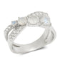Anillo de Plata con Piedra Lunar Arco Iris y Topacio Blanco
