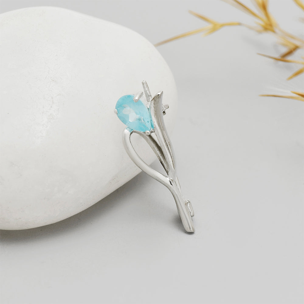 Broche de Plata con Apatita azul de Madagascar 1 