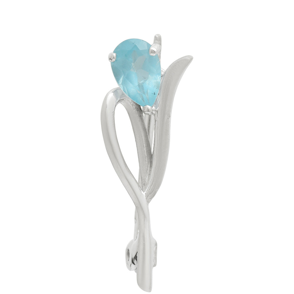 Broche de Plata con Apatita azul de Madagascar 2 