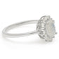 Anillo de Plata con Piedra Lunar Arco Iris y Topacio Blanco