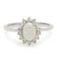 Anillo de Plata con Piedra Lunar Arco Iris y Topacio Blanco