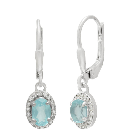 Pendientes de Plata con Apatita azul de Madagascar y Topacio Blanco