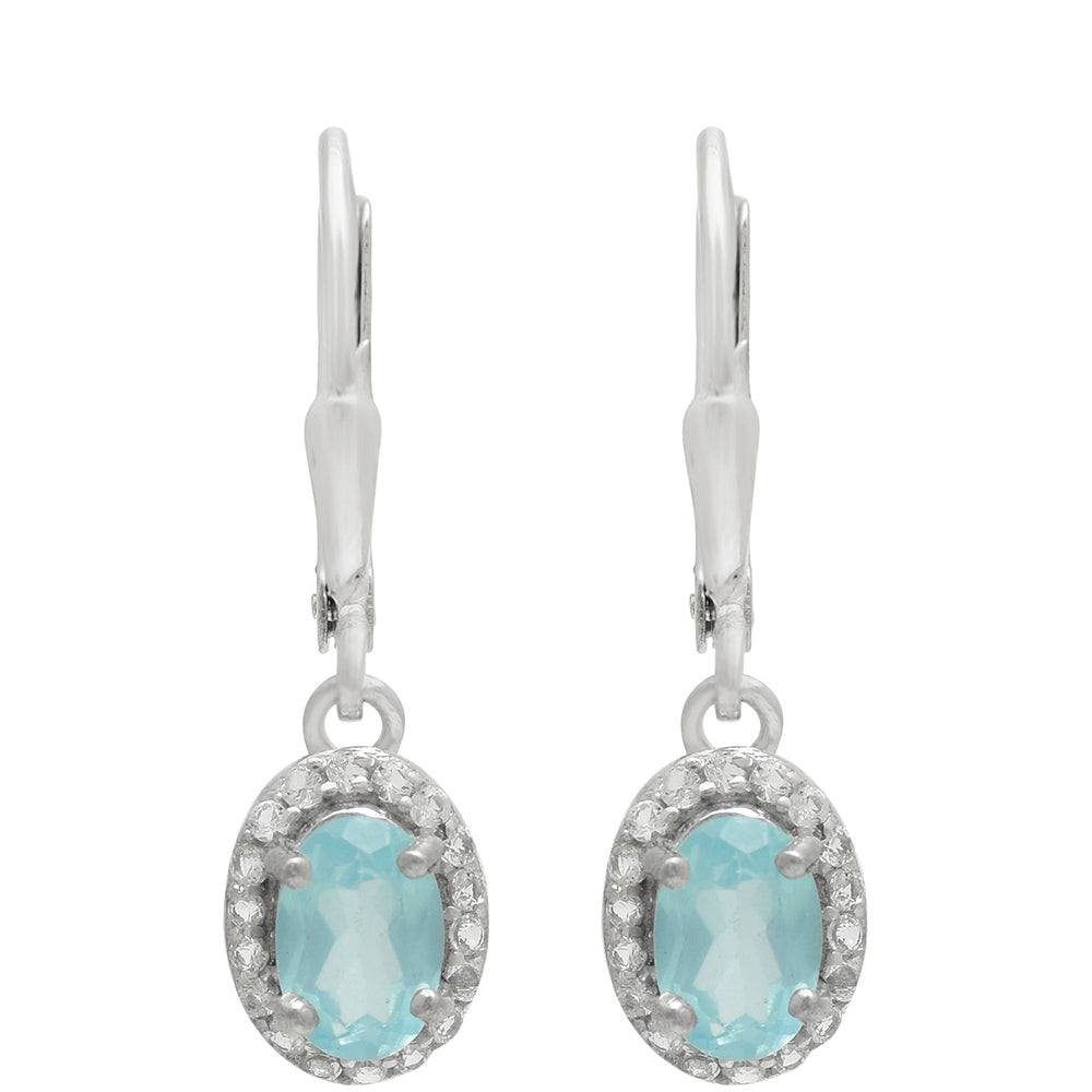 Pendientes de Plata con Apatita azul de Madagascar y Topacio Blanco 3 