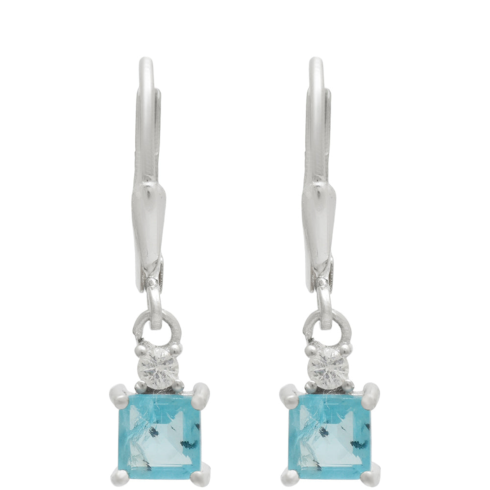 Pendientes de Plata con Apatita azul de Madagascar y Topacio Blanco
