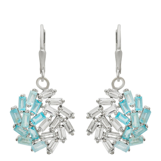 Pendientes de Plata con Apatita azul de Madagascar y Topacio Blanco