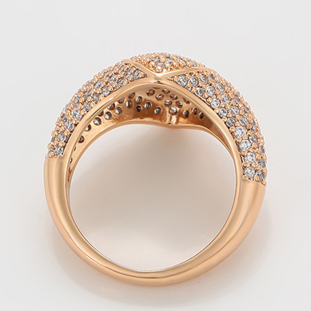 Anillo de Aleación Bañado en Oro con Cristal Emporia® Blanco