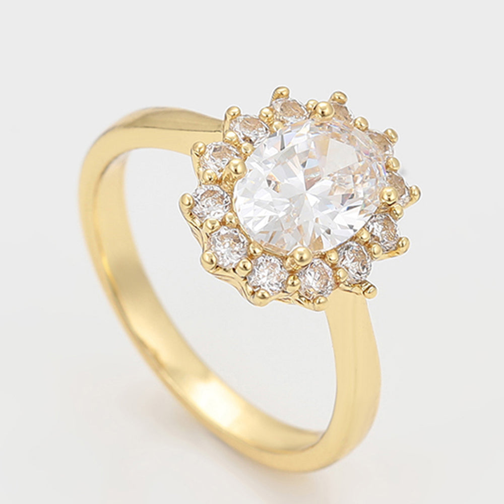 Anillo de Aleación Bañado en Oro con Cristal Emporia® Blanco 3 