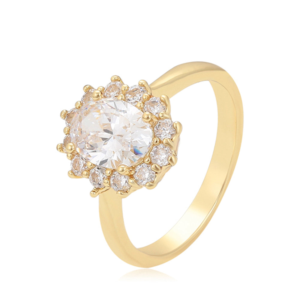 Anillo de Aleación Bañado en Oro con Cristal Emporia® Blanco 1 