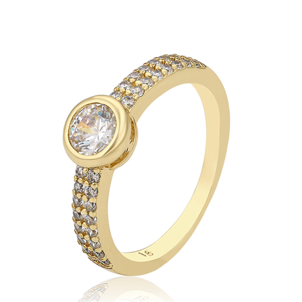 Anillo de Aleación Bañado en Oro con Cristal Emporia® Blanco 1 