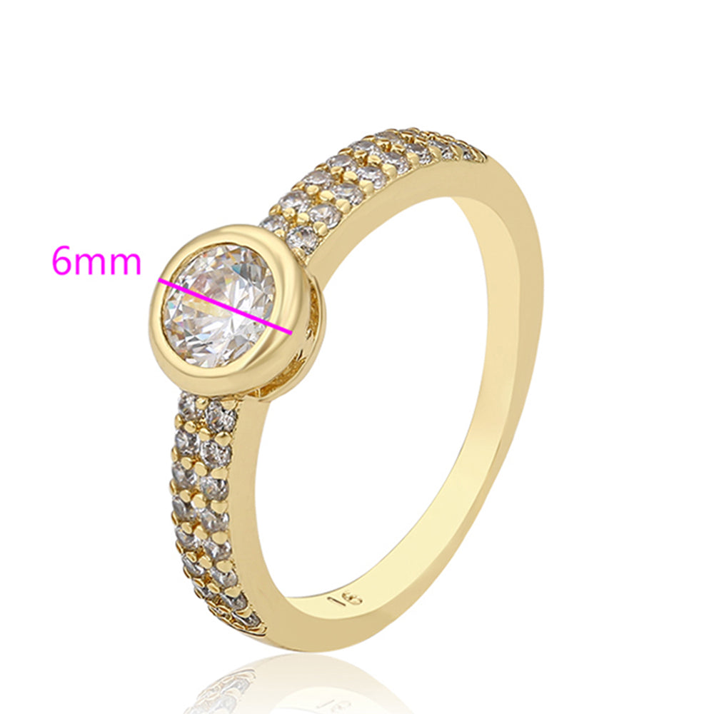Anillo de Aleación Bañado en Oro con Cristal Emporia® Blanco 2 