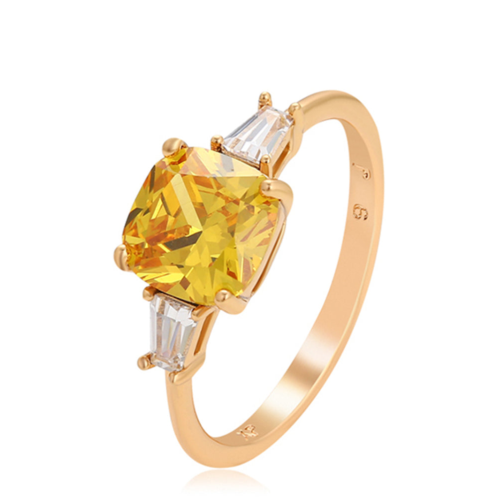 Anillo de Aleación Bañado en Oro con Cristal Emporia® Amarillo y Cristal Emporia® Blanco