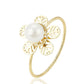 Anillo de Aleación Bañado en Oro con Perla de cristal