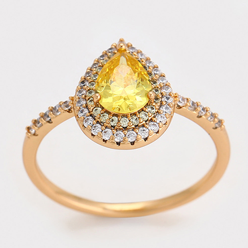 Anillo de Aleación Bañado en Oro con Cristal Emporia® Amarillo y Cristal Emporia® Blanco 3 