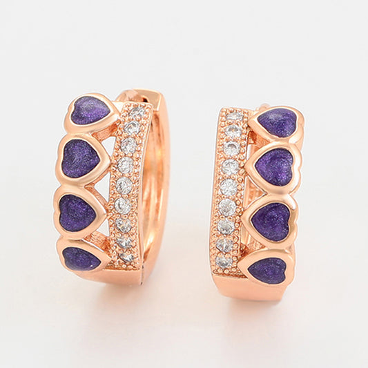 Conjunto de Aleación Bañado en Oro con Cristal Emporia® Púrpura ( Pendientes +Anillo )