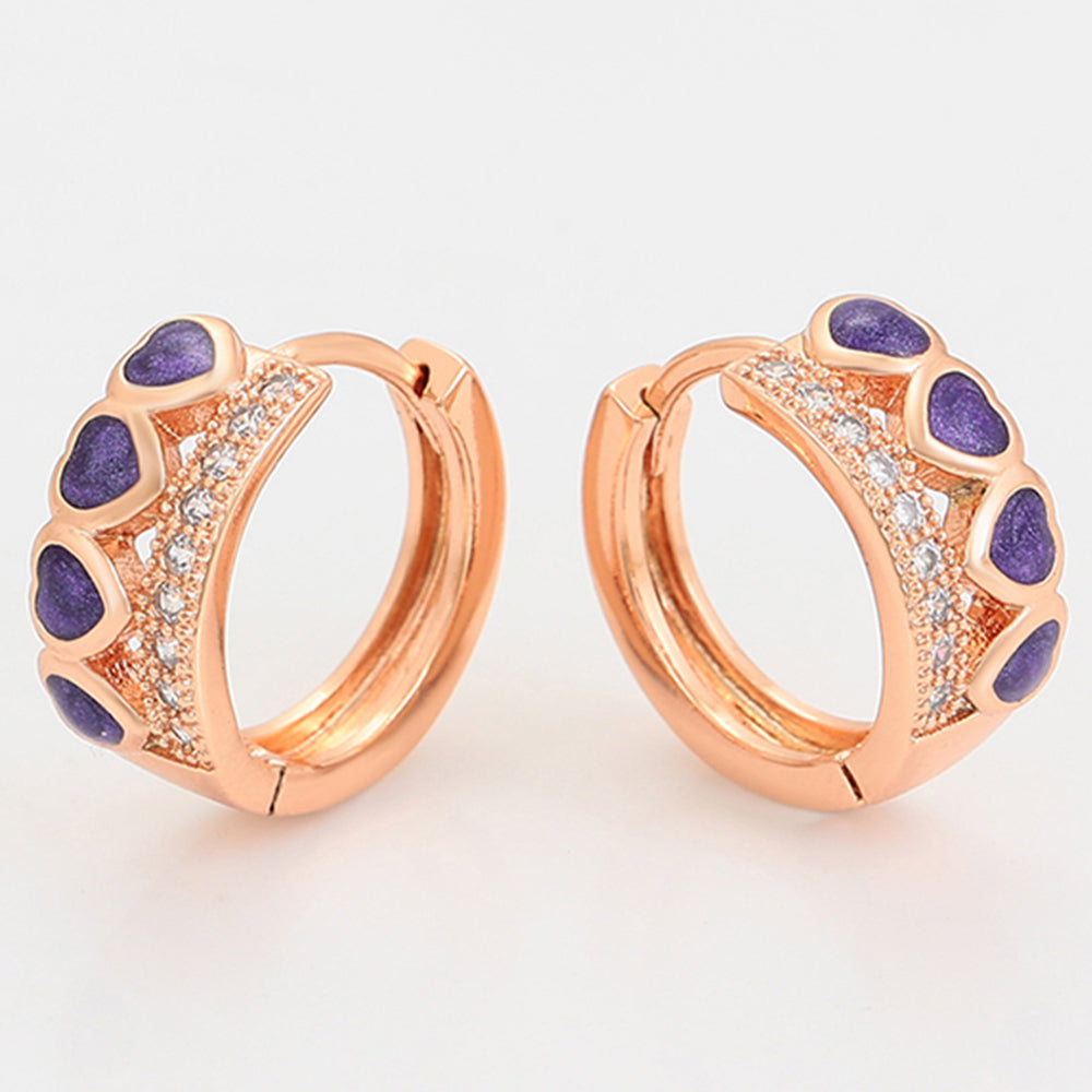 Conjunto de Aleación Bañado en Oro con Cristal Emporia® Púrpura ( Pendientes +Anillo ) 3 