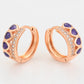 Conjunto de Aleación Bañado en Oro con Cristal Emporia® Púrpura ( Pendientes +Anillo )