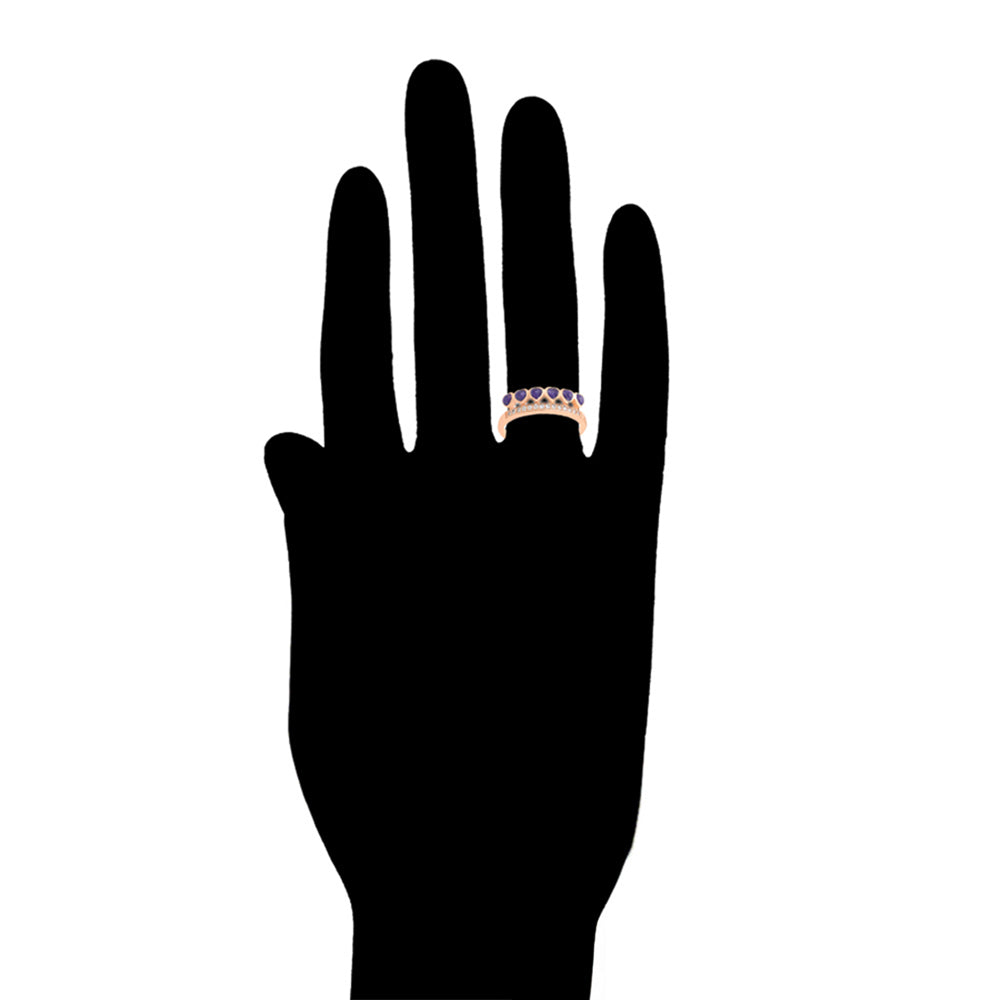 Conjunto de Aleación Bañado en Oro con Cristal Emporia® Púrpura ( Pendientes +Anillo ) 4 