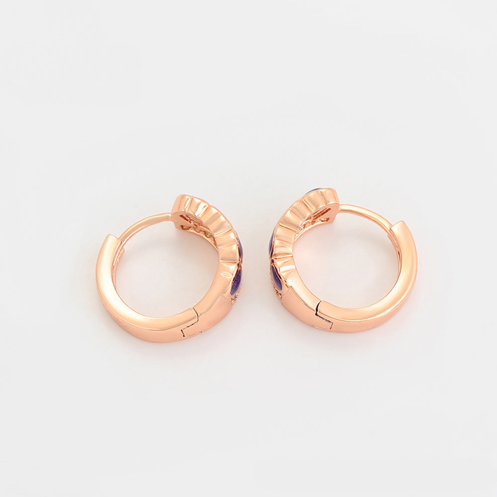 Conjunto de Aleación Bañado en Oro con Cristal Emporia® Púrpura ( Pendientes +Anillo ) 5 