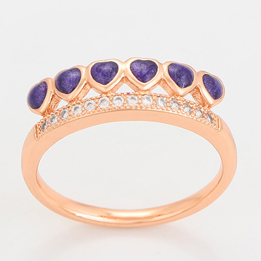 Conjunto de Aleación Bañado en Oro con Cristal Emporia® Púrpura ( Pendientes +Anillo ) 7 