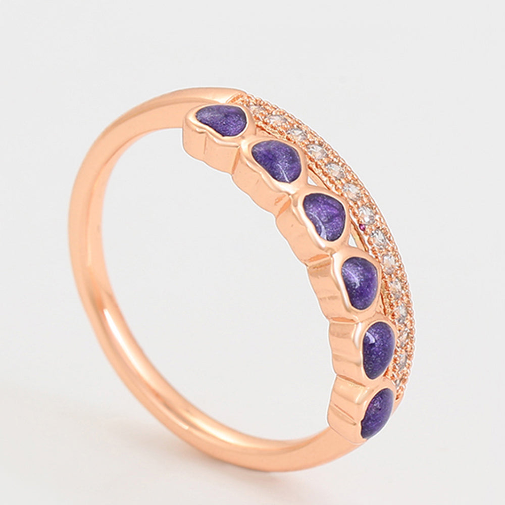 Conjunto de Aleación Bañado en Oro con Cristal Emporia® Púrpura ( Pendientes +Anillo )