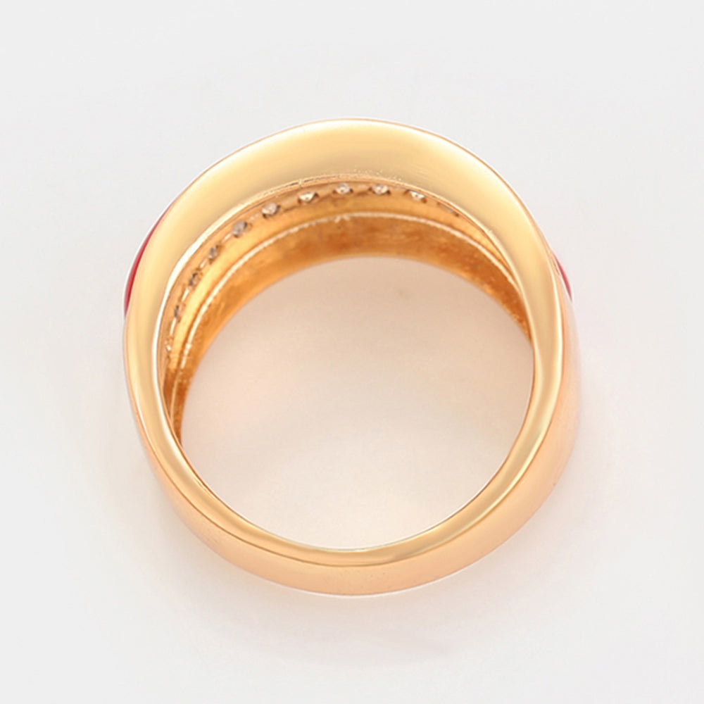 Conjunto de Aleación Bañado en Oro con Cristal Emporia® Rojo y Cristal Emporia® Blanco ( Pendientes +Anillo )